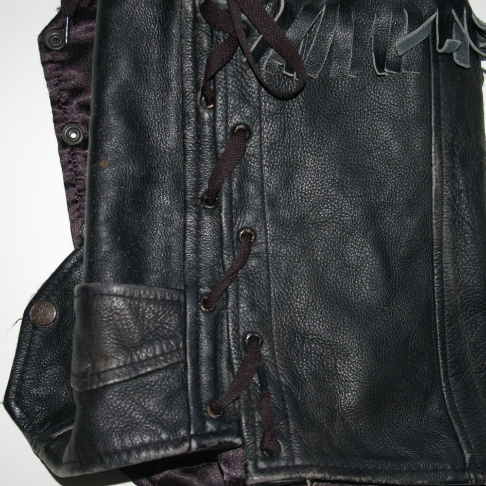 Genuine Leather Motorcycle Biker Vest - Picture 6 of 8